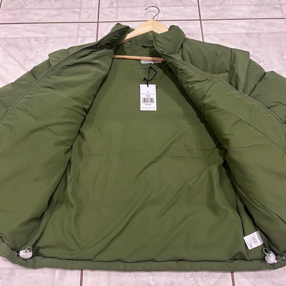 NWT We Wore What Green Puffer Vest Jacket Removable Sleeves Outerwear Womens S - Picture 8 of 12